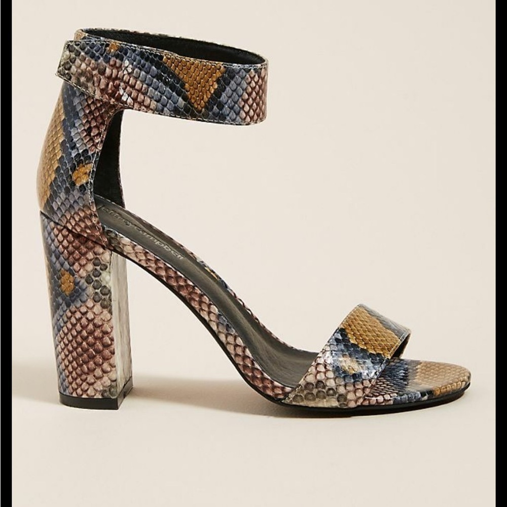 Jeffrey Campbell Lindsay snake print block heel 8.5 sandal